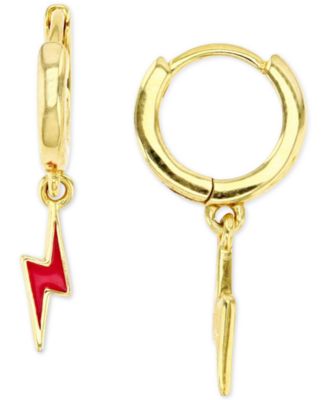 Macy's - Lightning Charm Hoop Earrings in Sterling Silver or 14k Gold over Sterling Silver