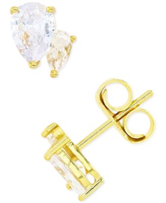 Macy's - Cubic Zirconia Stud Earrings in Sterling Silver or 14k Gold over Sterling Silver