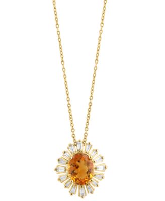 EFFY Collection - Citrine (2 ct. t.w.) & Diamond (3/8 ct. t.w.) 18" Pendant Necklace in 14k Gold