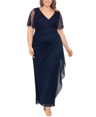 XSCAPE - Plus Size Lace-Sleeve Dress