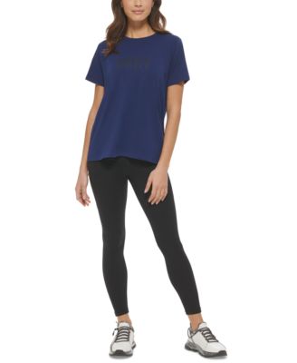 DKNY - Women's Striped-Logo Short-Sleeve Crewneck Tee