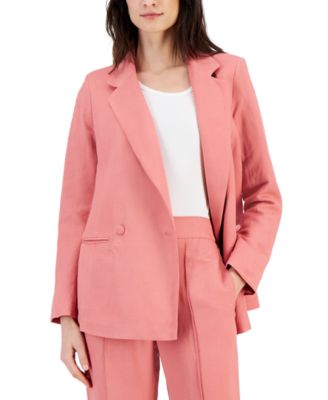 Alfani - Women's Double-Breasted Linen-Blend Blazer
