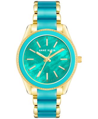 Anne Klein - Women's Teal & Gold-Tone Bracelet Watch 38mm