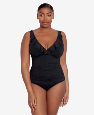 Lauren Ralph Lauren - Tummy-Control Underwire Ruffled One-Piece Swimsuit