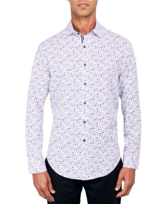 Society of Threads - Men's Regular-Fit Non-Iron Performance Stretch Micro Flower-Print Button-Down Shirt