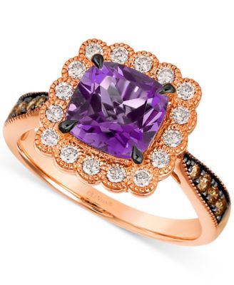 Le Vian - Grape Amethyst (2-1/5 ct. t.w.) & Diamond (1/2 ct. t.w.) Halo Ring in 14k Rose Gold