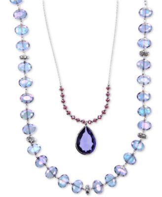 lonna & lilly - Silver-Tone Blue Bead 2-in-1 Necklace