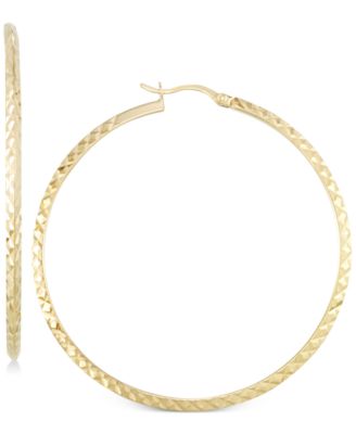 Macy's - Twisted Hoop Earrings in 14k Gold Over Silver or 14K White Gold Over Silver