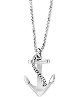 EFFY Collection - Men's Anchor Pendant Necklace in Sterling Silver