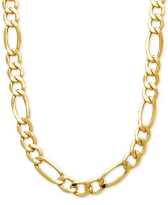 Italian Gold - Men's Figaro Link Chain Necklace in Italian 10k Gold