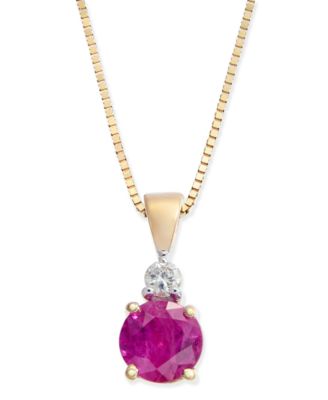 Macy's - Ruby (1/2 ct. t.w.) and Diamond Accent Pendant Necklace in 14k Gold