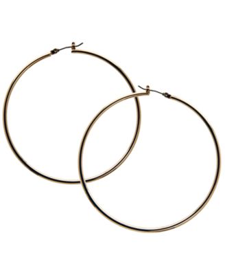 GUESS - Earrings, Gold-Tone Large Polished Hoop