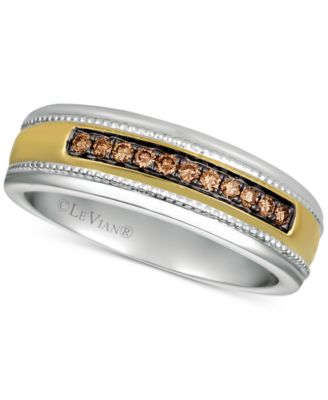 Le Vian - Men's Diamond Two-Tone Ring (1/5 ct. t.w.) in 14k Gold & White Gold