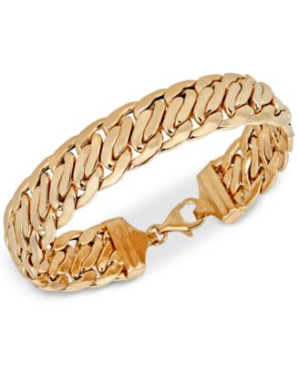 Italian Gold - Wide Fancy Link Chain Bracelet in 14k Gold
