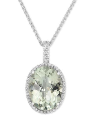 Macy's - Blue Topaz (20 ct. t.w.) and White Topaz (3/8 ct. t.w.) Large Oval Pendant Necklace in Sterling Silver