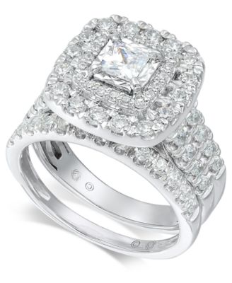 Macy's - Diamond Princess Halo Bridal Set (1-1/2 ct. t.w.) in 14k White Gold