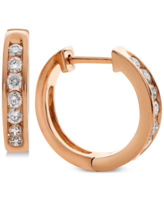 Macy's - Diamond Huggie Hoop Earrings (1/2 ct. t.w.) in 14k Rose Gold