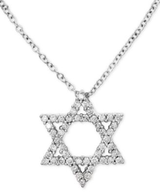 EFFY Collection - Diamond Star of David 18" Pendant Necklace (1/4 ct. t.w.) in 14k White Gold
