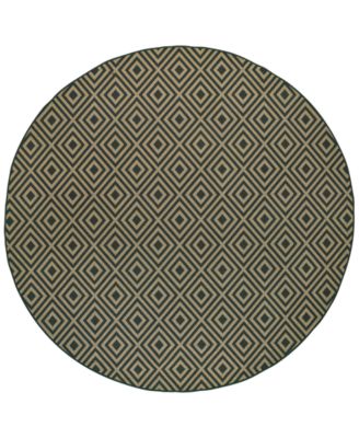 Oriental Weavers - Marina 2335K Black/Tan 7'10" Indoor/Outdoor Round Area Rug