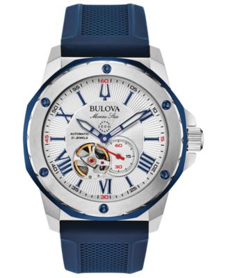 Bulova - Men's Automatic Marine Star Blue Silicone Strap Watch 45mm
