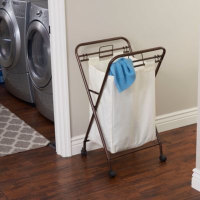 Household Essentials - Antique Bronze Rolling Laundry Hamper