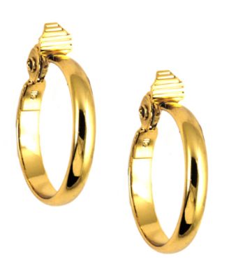 Anne Klein - Gold-Tone Glass Stone Medium Width Hoop Earrings