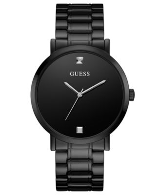 GUESS - Men's Diamond-Accent Black Stainless Steel Bracelet Watch 44mm