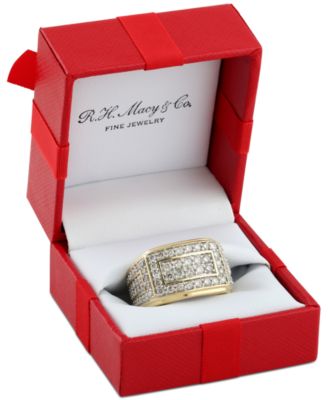 Macy's - Men's Diamond Cluster Ring (2 ct. t.w.) in 10k Gold
