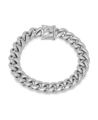 STEELTIME - Men's Stainless Steel Miami Cuban Chain Link Style Bracelet with 12mm Box Clasp from