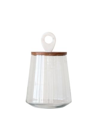 Bloomingville - Small Clear Glass Jar with Mango Wood & Marble Lid