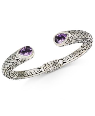 Macy's - Amethyst Weave-Look Cuff Bracelet (3-3/8 ct. t.w.) in Sterling Silver