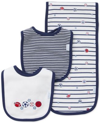 Little Me - Baby Boys 3-Pk. Sports Star Cotton Bibs & Burp Cloth