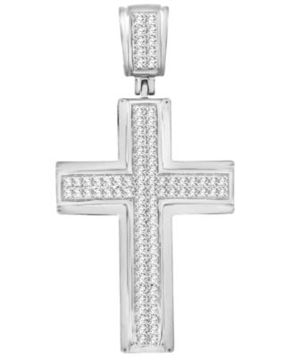 Macy's - Men's Diamond (1/3 ct. t.w.) Cross Pendant in 10K White or Yellow Gold