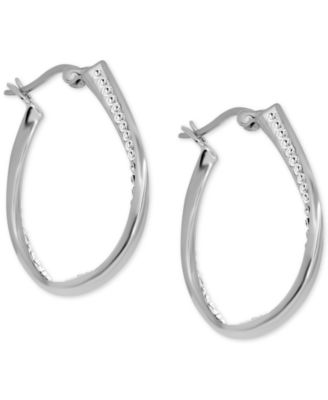 Essentials - Crystal Small Hoop Earrings in Fine Silver-Plate, 1"