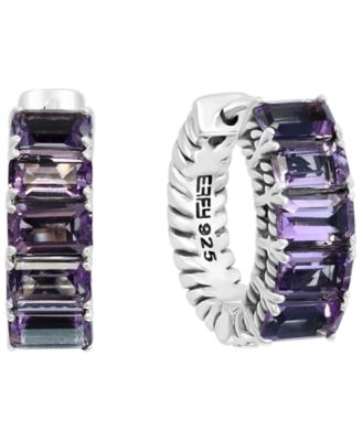 EFFY Collection - Amethyst Small Hoop Earrings (3-1/3 ct. t.w.) in Sterling Silver, 0.57"