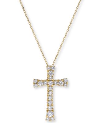 Macy's - Diamond Cross Pendant Necklace (5/8 ct. t.w.), 16" + 2" extender