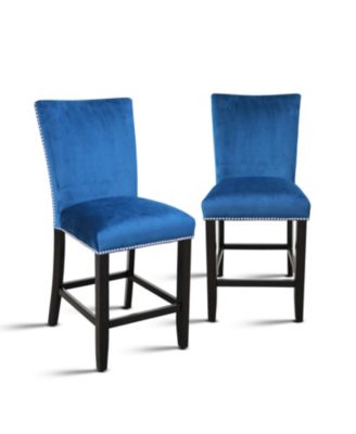 Furniture - Camila Blue Velvet Counter Chair
