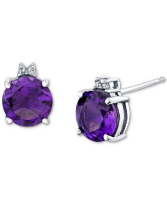 Macy's - Amethyst (2-3/8 ct. t.w.) & Diamond Accent Stud Earrings in Sterling Silver