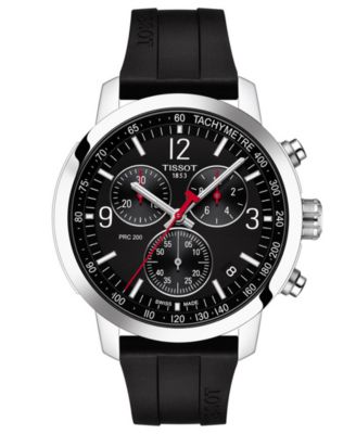 Tissot - Men's Swiss Chronograph PRC 200 Black Rubber Strap Watch 43mm