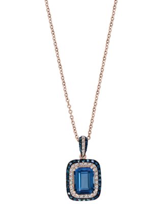 EFFY Collection - London Blue Topaz (2-1/5 ct. t.w.) & Diamond (1/3 ct. t.w.) 18" Pendant Necklace in 14k Rose Gold