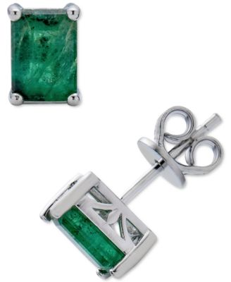Macy's - Emerald Stud Earrings (2 ct. t.w.) in Sterling Silver (Also in Sapphire)