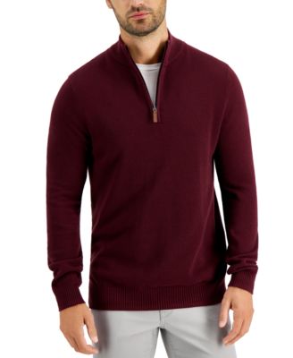 Club Room - Men's Quarter-Zip Cotton Sweater