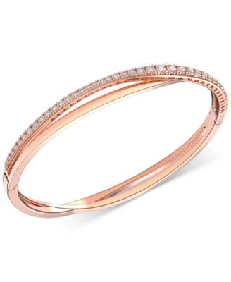Swarovski - Rose Gold-Tone Crystal Intertwining Double-Row Bangle Bracelet