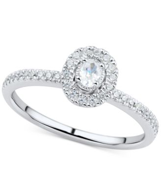 Macy's - Diamond Oval-Cut Halo Engagement Ring (1/3 ct. t.w.) in 14k White Gold