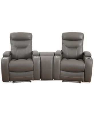 Furniture - Jabarr 3-Pc. Beyond Leather Theater Seating with 1 Console