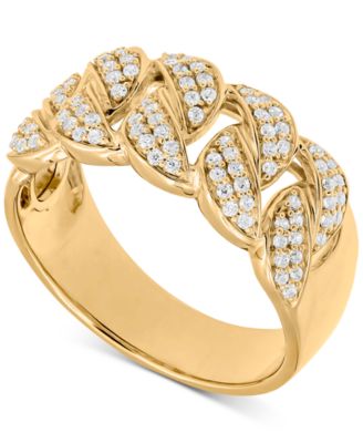 Macy's - Men's Diamond Chain Link Ring (1/2 ct. t.w.) in 10k White or Yellow Gold