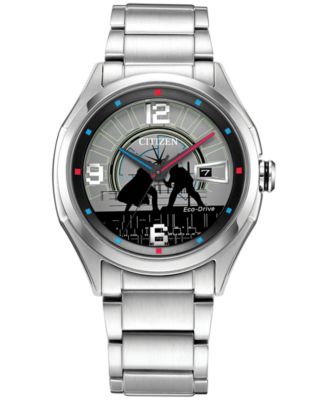 Citizen - Men's Eco-Drive Luke & Vader Duel Silver-Tone Stainless Steel Bracelet Watch 41mm