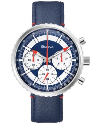 Bulova - Men's Archive Series Chronograph C Blue Leather Strap Watch 46mm