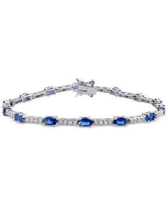 Macy's - Lab-Created Blue Sapphire (5-5/8 ct. t.w.) & Lab-Created White Sapphire (1-1/8 ct. t.w.) Link Bracelet in Sterling Silver
