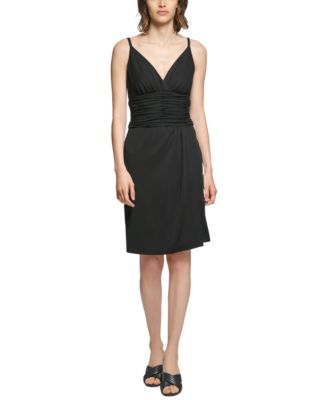 Calvin Klein - Women's Ruched-Waist Surplice-Neck Dress